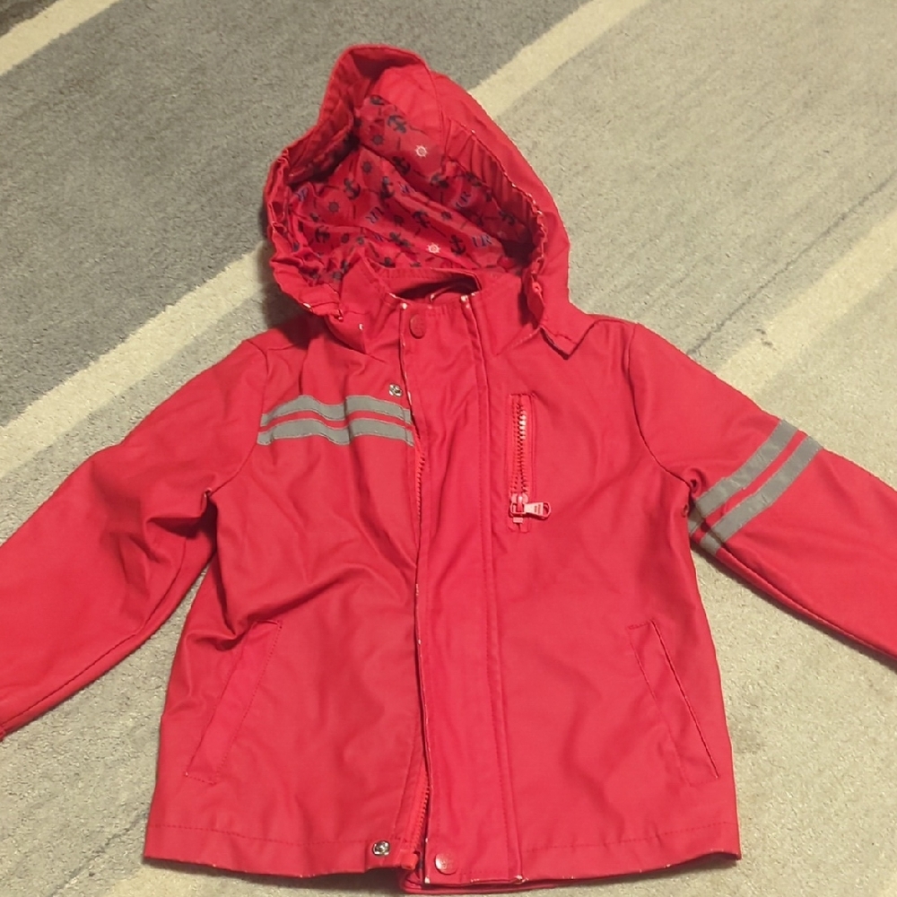 Urban Republic Red Kids' Hooded Rain Jacket with Reflective Stripes